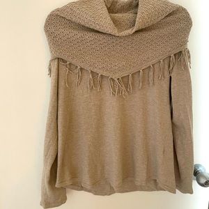 Light brown fringed sweater. small.  Style & co